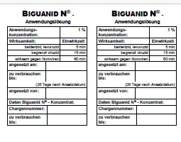Produktbild: Dr. Schumacher Etiketten für Biguanid Anwendungslösung                 