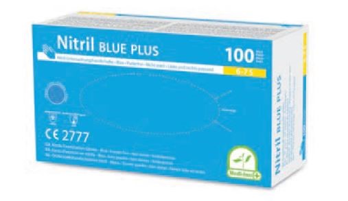 Produktbild: Einmalhandschuhe Nitril Plus puderfrei blau S 10x100 Stück (Karton)