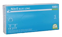 Produktbild: Einmalhandschuhe Nitril lang puderfrei blau S 100 Stück