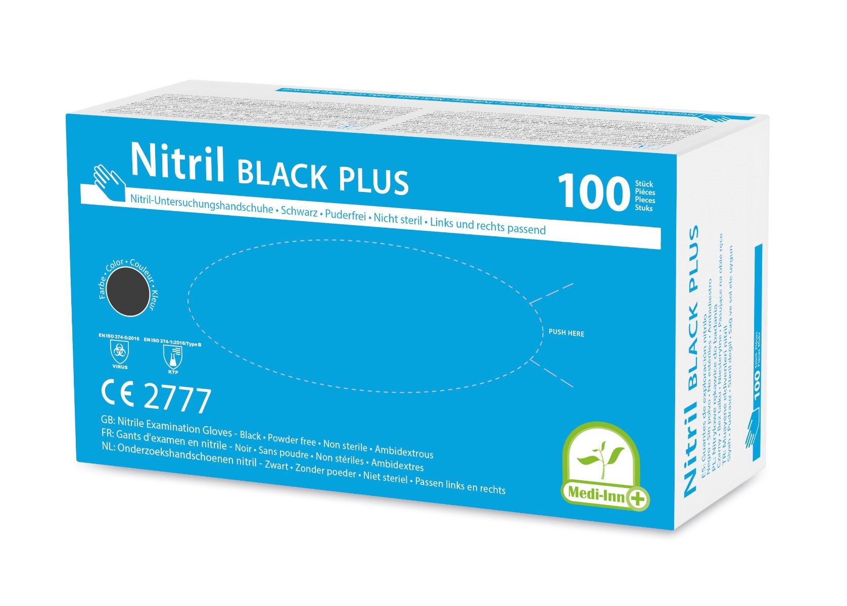 Produktbild: Einmalhandschuhe Nitril Plus puderfrei schwarz S 10x100 Stück (Karton)