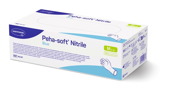 Produktbild: Einmalhandschuhe Peha soft Nitril puderfrei blau M 100 Stück