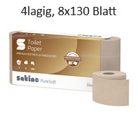 Produktbild: Toilettenpapier 4lg soft beige RC satino PureSoft 8x130 Blatt