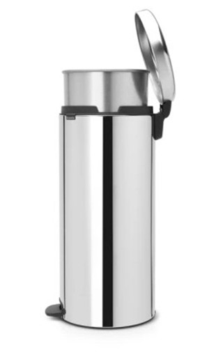 Produktbild: Tretabfalleimer Metall silber mit Metalleinsatz 30l