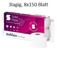 Toilettenpapier 3lg hochweiß ZS Kamilleduft satino prestige 8x150Blatt